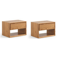 2ER-SET NACHTKONSOLE Adria Wildeiche Natur 50 / 35 / 35cm - Eichefarben, Holz (50/35/35cm) - Feldmann-Wohnen