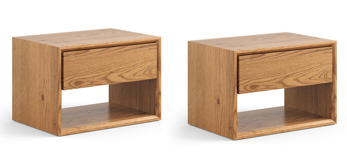 2ER-SET NACHTKONSOLE Adria Wildeiche Natur 50 / 35 / 35cm - Eichefarben, Holz (50/35/35cm) - Feldmann-Wohnen