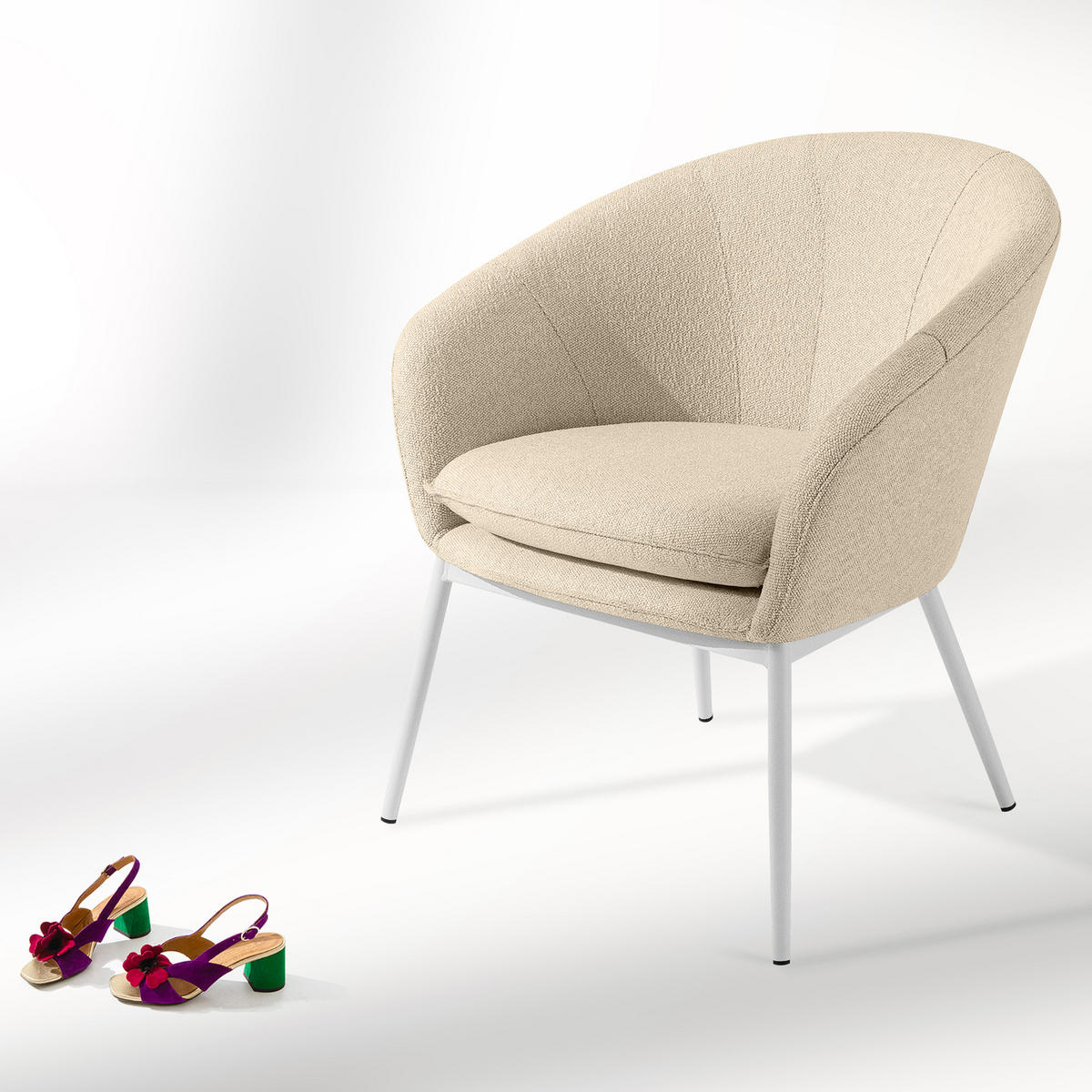 GARTENMÖBELSET SOLIS Gartenlounge-Set, creme/weiß - Creme, Textil/Metall - KONSIMO®