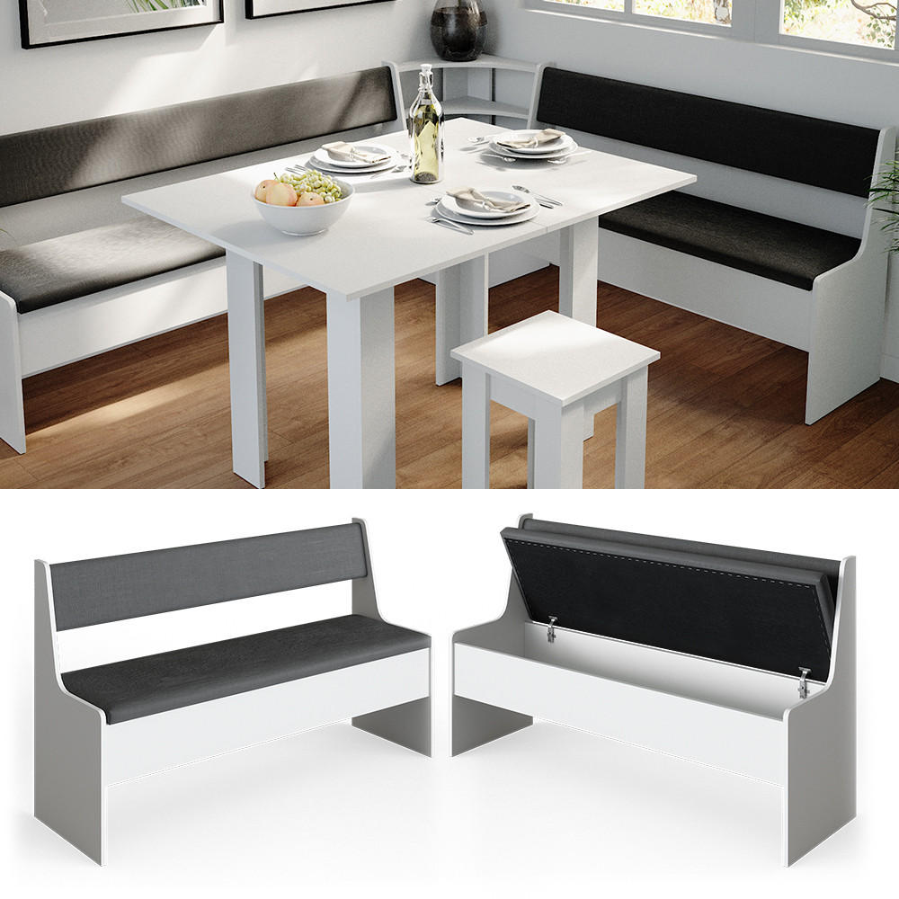 ESSZIMMER-BANK Roman Weiß 136.6 x 41.5 cm - Anthrazit/Weiß, Holzwerkstoff (41.5/80/136.6cm) - Vicco