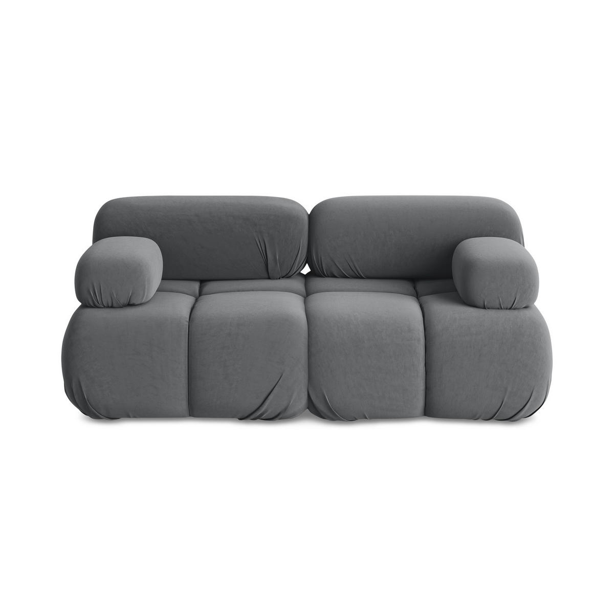 2-SITZER-SOFA Samt Stoff Grau - Dunkelgrau/Schwarz, Kunststoff/Textil (190/70/96cm) - LaMiaSofa