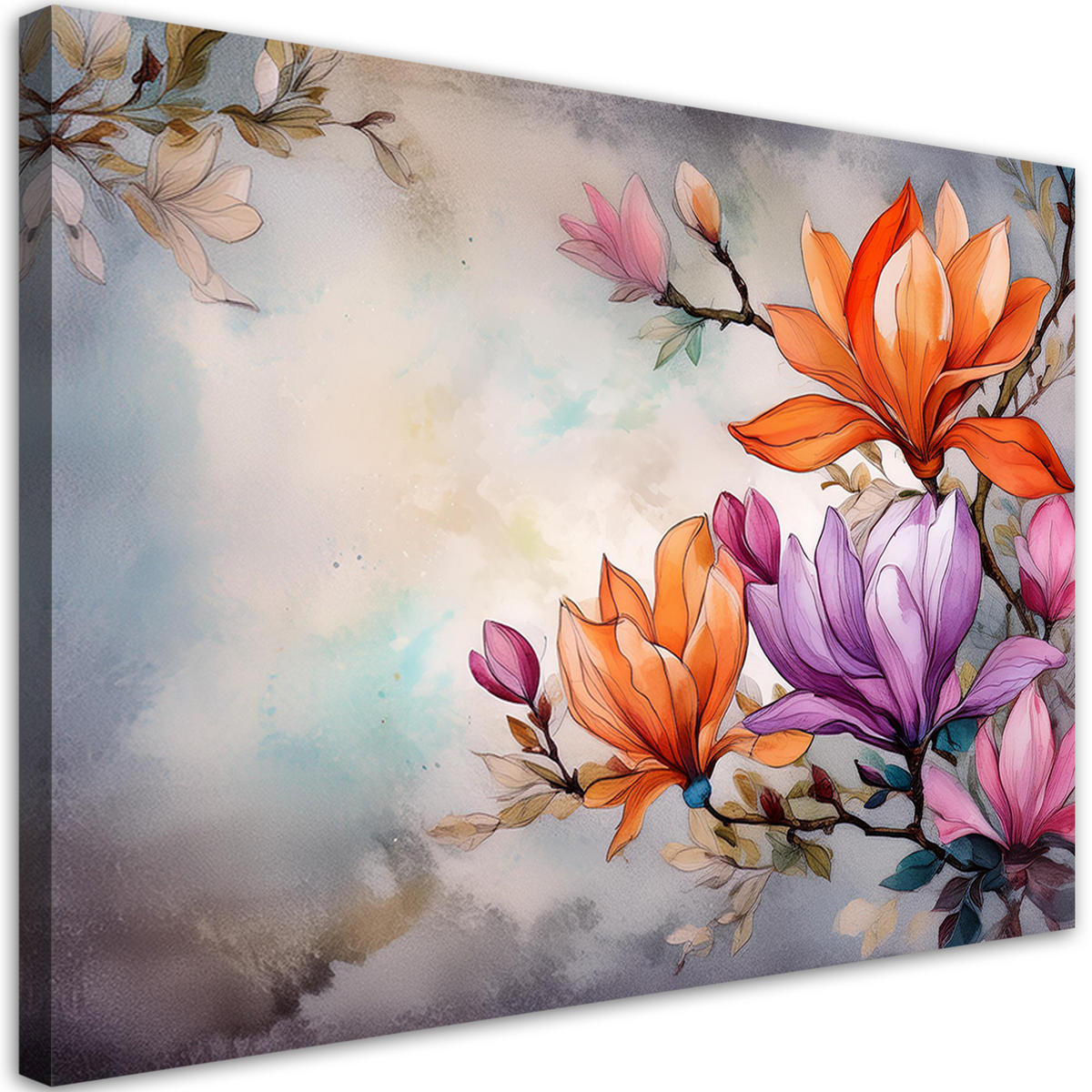 WANDBILD blume aquarell - Multicolor, Textil (60/40cm) - Feeby