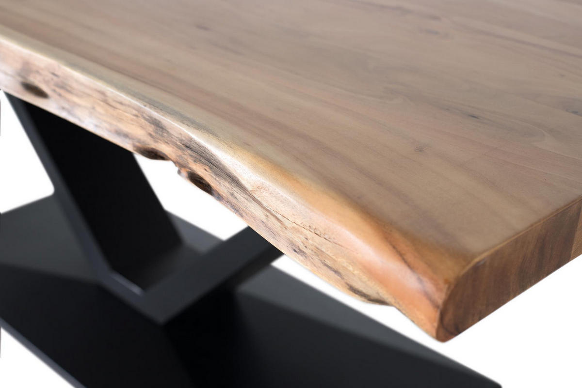 ESSTISCH aus Akazienholz und Metall - Braun, Holz (200/100/77cm) - Giner y Colomer