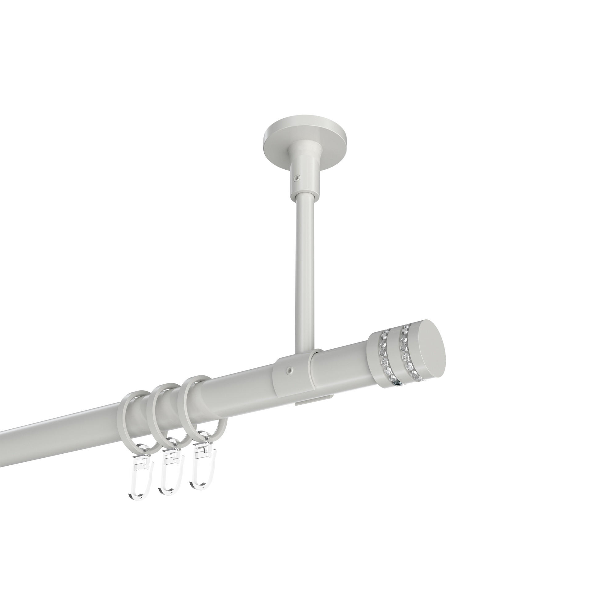 GARDINENSTANGEN-SET Sonette Estana 100 cm, 1-läufig, 20 mm Ø Weiß - Weiß, Metall (100cm) - INTERDECO