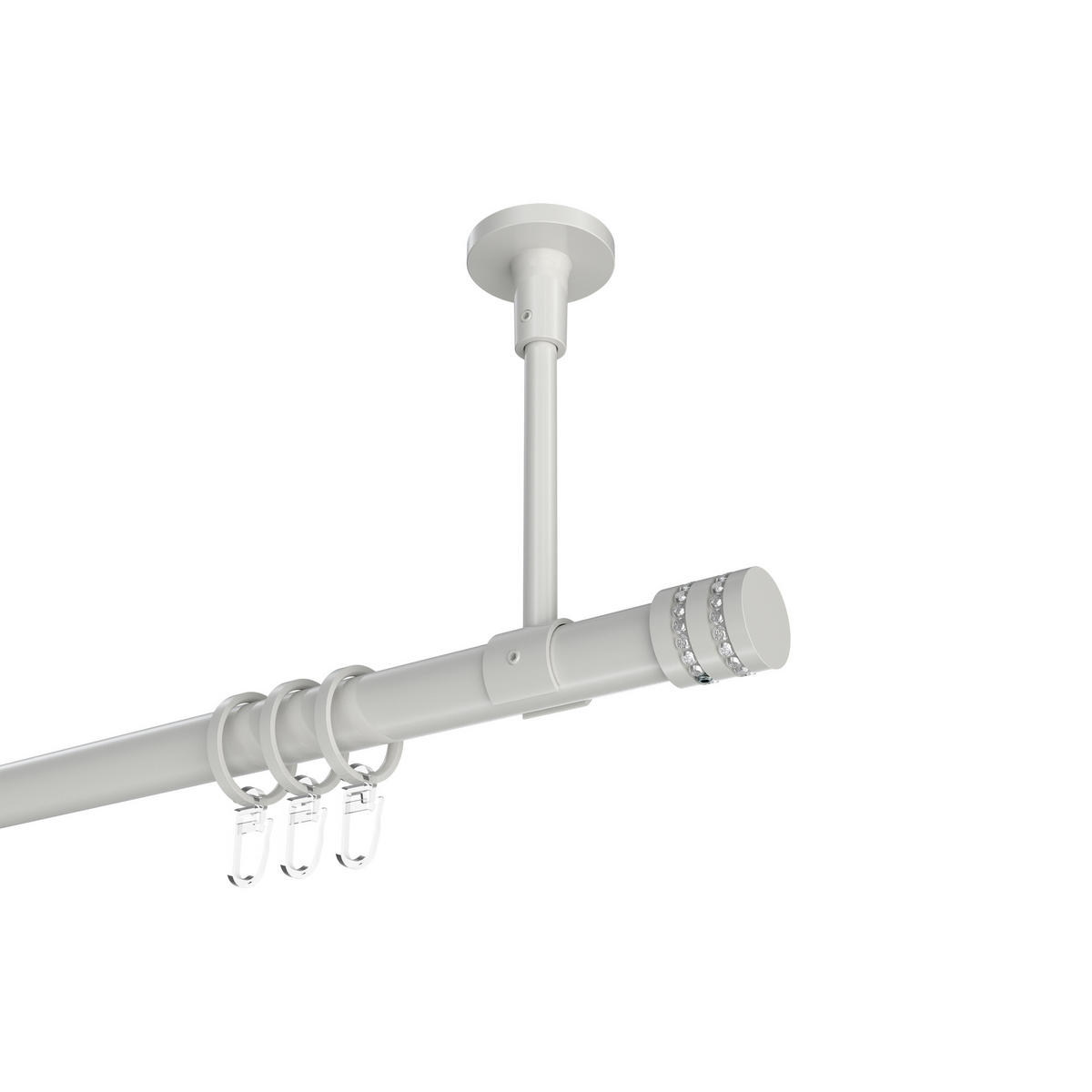 GARDINENSTANGEN-SET Sonette Estana 200 cm, 1-läufig, 20 mm Ø Weiß - Weiß, Metall (200cm) - INTERDECO