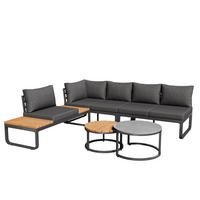 GARTENMÖBEL-SET 123,5/58/66 cm mit 2 Sofas, Sessel, 2 Tischen, verzinktem Eisen und verstellbaren Füßen, Grau - Grau, Metall - Redom