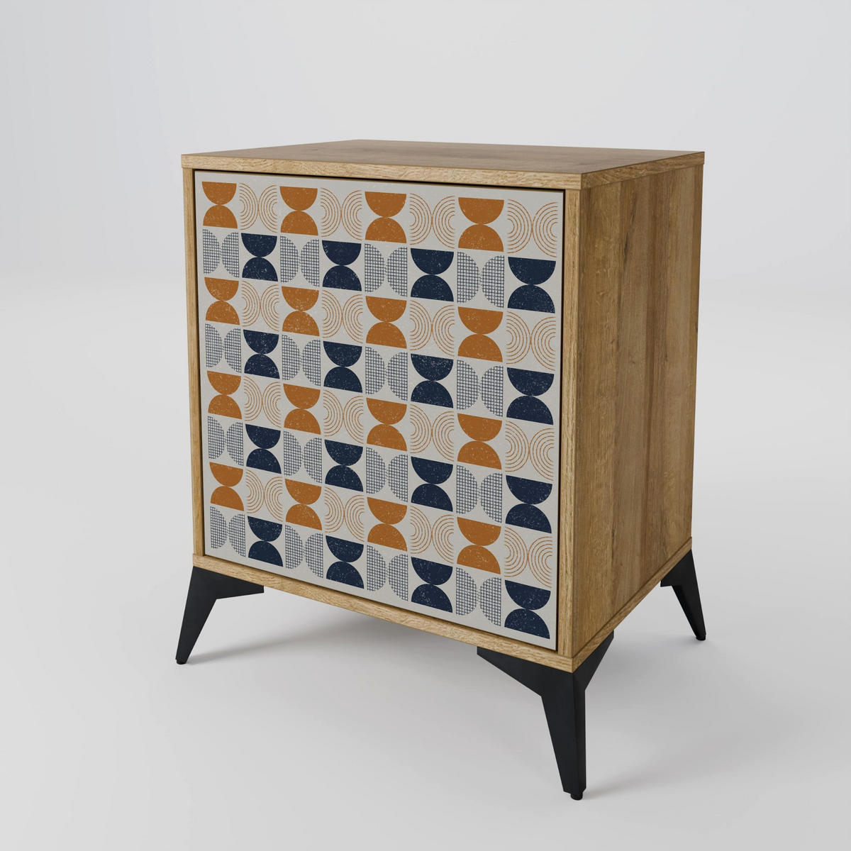 SIDEBOARD REFLECTION RANGE, Eichefarben, 57,5x42x67,5 cm, Schwarze Metall-Rahmenfüße - Eichefarben/Multicolor, Holzwerkstoff/Metall (57.5/67.5/42cm) - SpaceRebels