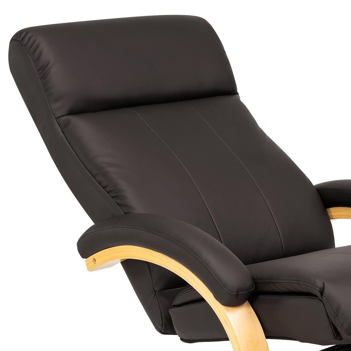 RELAXSESSEL mit Hocker - Beige/Dunkelbraun, Holz/Kunststoff (69/96/82cm) - home24