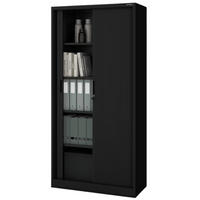 AKTENSCHRANK abschließbar DAMIAN mit Rolladentüren 185x90x45cm Schwarz - Schwarz, Metall (90/185/45cm) - Jan Nowak