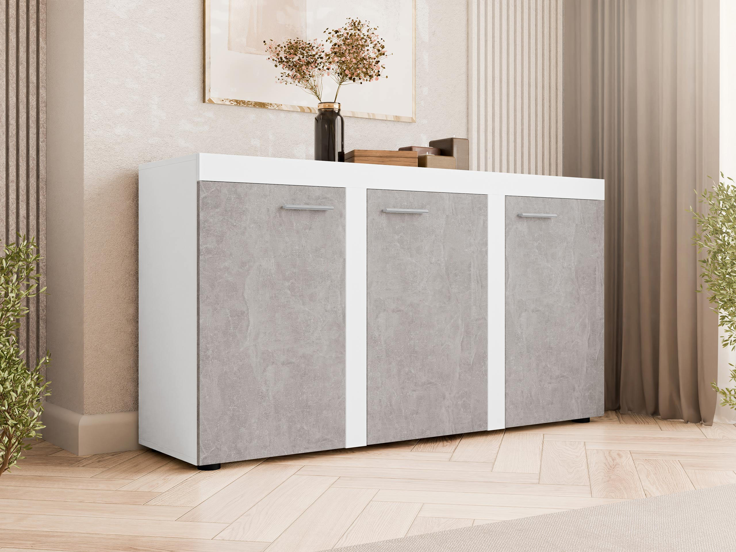 KOMMODE Rumba 3F2 - Weiß/Grau, Holzwerkstoff (149/82/40cm) - MIRJAN24