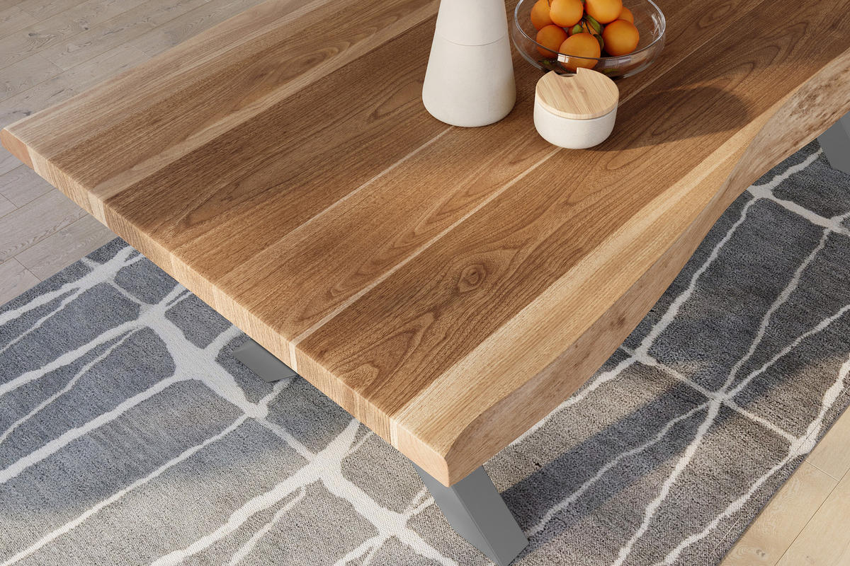 ESSTISCH TITAN - Beige/Silberfarben, Holz (110/240/79cm) - SAM