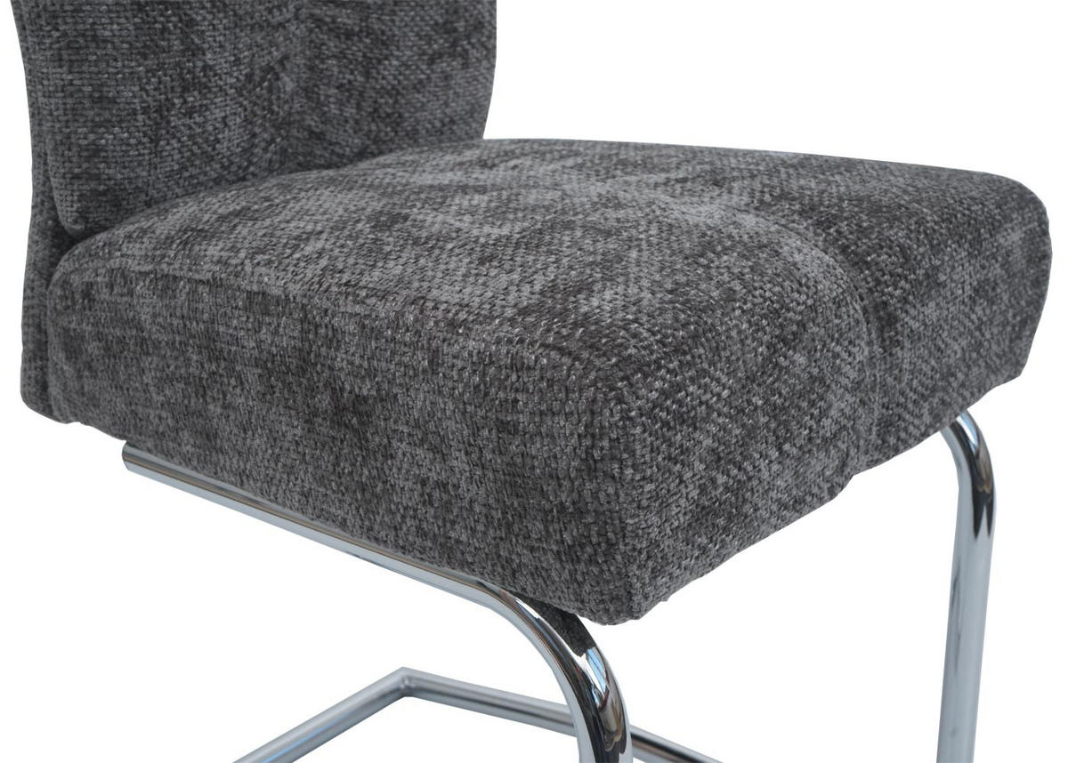 ESSZIMMERSTUHL 6er-Set gepolstert 105x46x60cm Sitzhöhe 53cm Metall Stoff/Textil Chenille Dunkelgrau - Dunkelgrau, Textil (46/105/60cm) - CHEFGASTRO