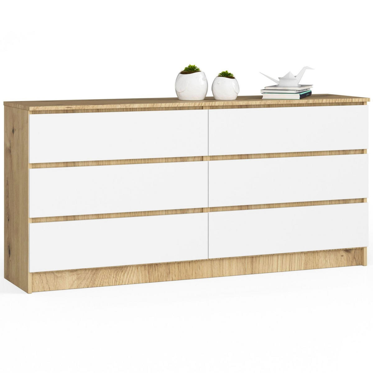 KOMMODE Eiche Artisan, Weiß 77/160/40 - Eiche Artisan/Weiß, Holzwerkstoff (160/77/40cm) - RAUMHIRSCH FURNITURE