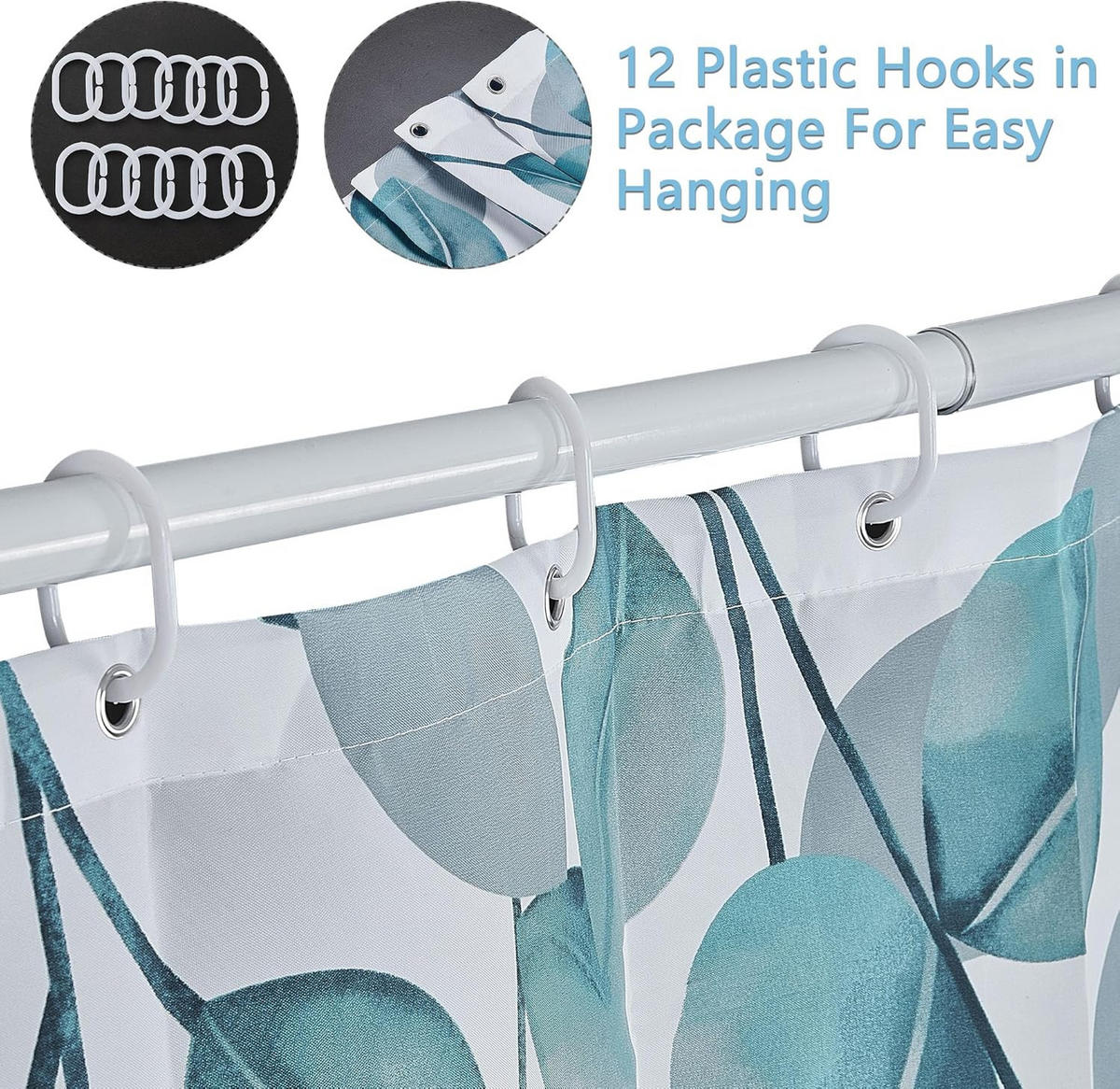 DUSCHVORHANG Polyester wasserdicht maschinenwaschbar mit Haken Badezimmer - Weiß, Textil (180/180cm) - MCBOSON