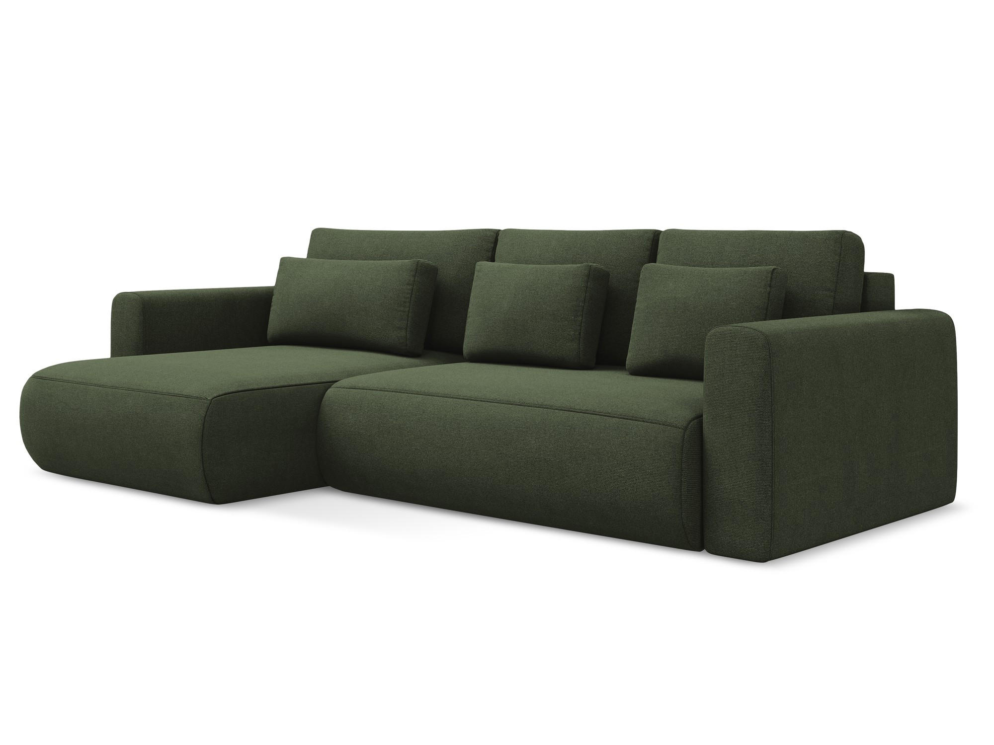 ECKSOFA mit Schlaffunktion Strukturstoff Stoff Grün - Schwarz/Olivgrün, Kunststoff/Textil (149/278cm) - Makamii