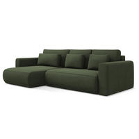 ECKSOFA mit Schlaffunktion Strukturstoff Stoff Grün - Schwarz/Olivgrün, Kunststoff/Textil (149/278cm) - Makamii