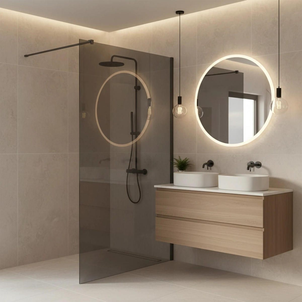 DUSCHWAND Rea Flexi Grey / Titan 100 - Titanfarben, Glas (120/100/195cm) - REA