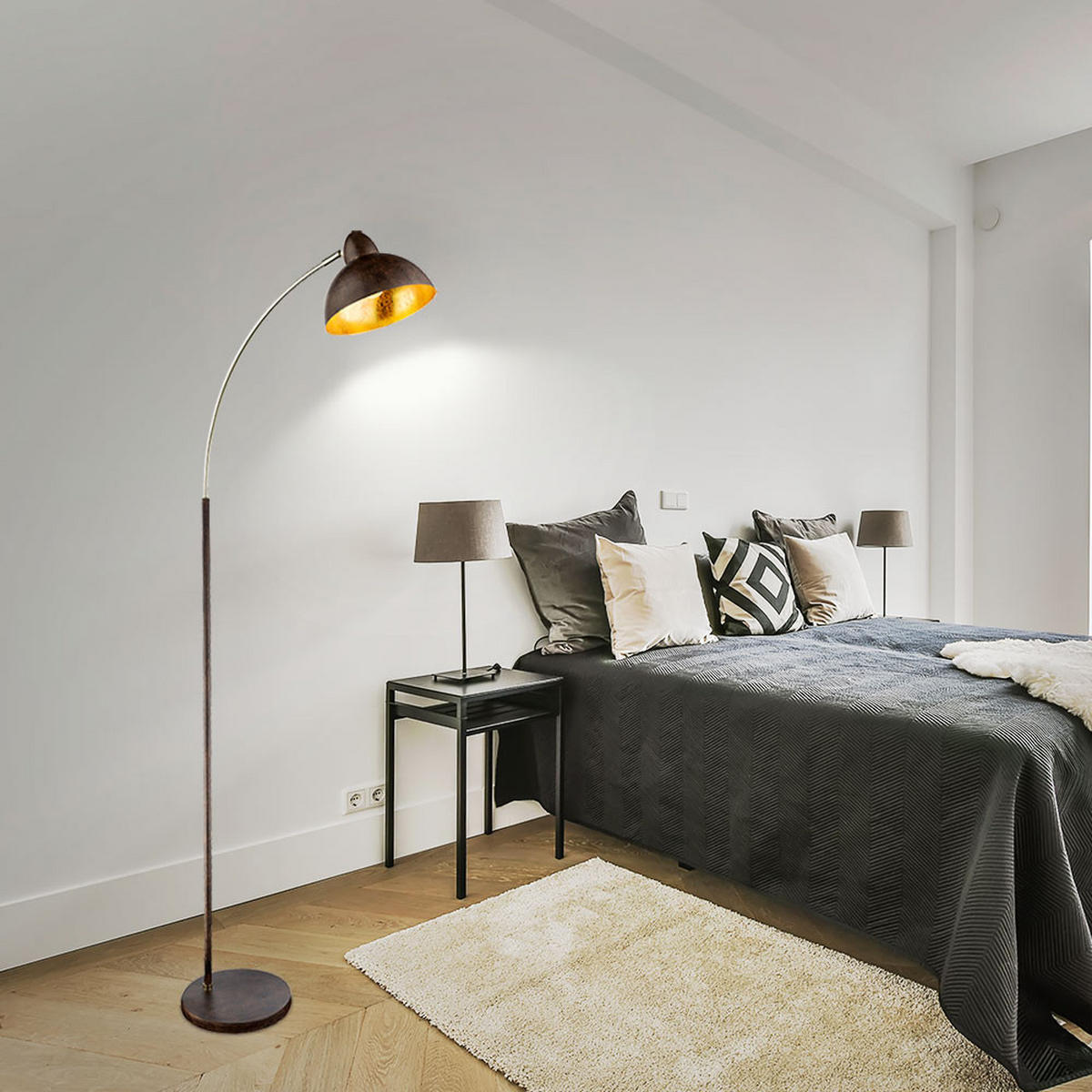 LED STEHLEUCHTE Messing Rostfarben - Braun, Metall (51/25/155cm) - Globo Lighting