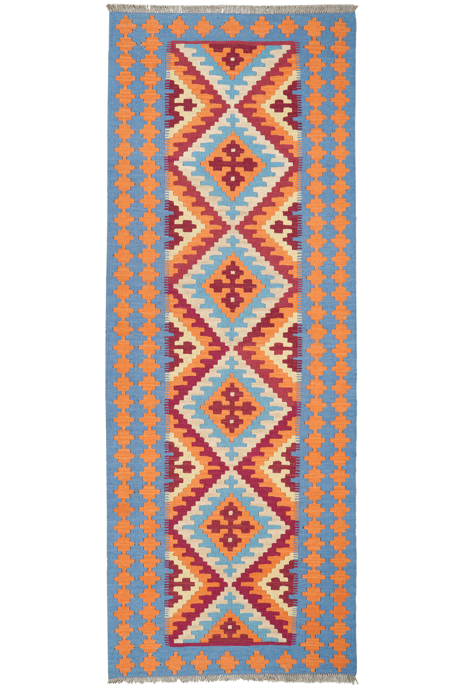 HANDWEBTEPPICH Kelim Gashgai Beige 240/86 cm Schurwolle - Beige, Textil (86/240cm) - Looma