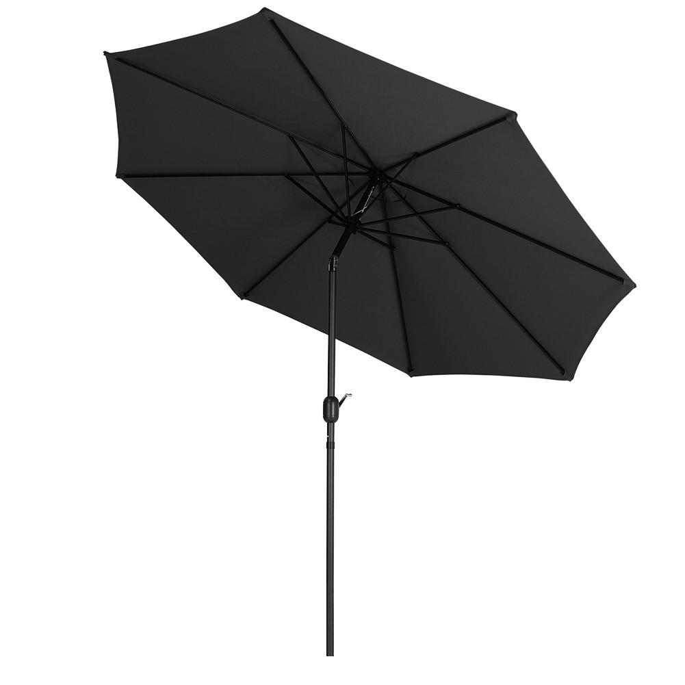 SONNENSCHIRM aus Polyester Metall mit Resin-Sockel Schwarz wetterfest und standfest drehbar 360° neigbar 60° 3 x 2.4m Ø49 × 35 cm - Schwarz, Metall (240/50cm) - Livingandhome