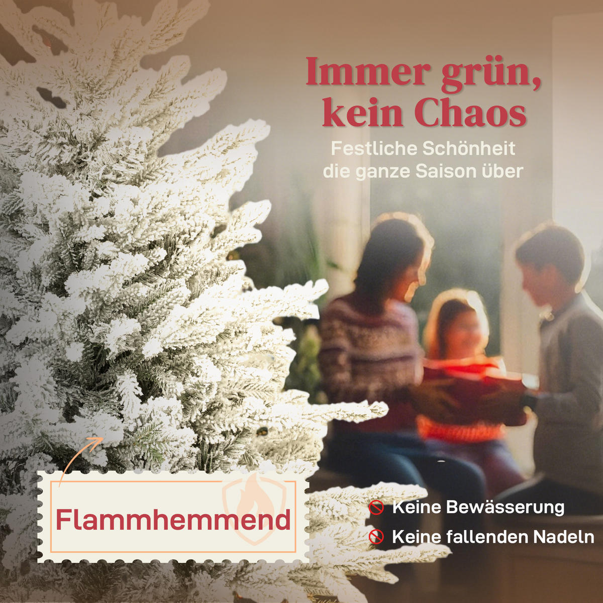 WEIHNACHTSBAUM DE-41555 Schnee, 150 cm, 1162 Zweige - Weiß/Grün, Kunststoff (150cm) - ComfortXL