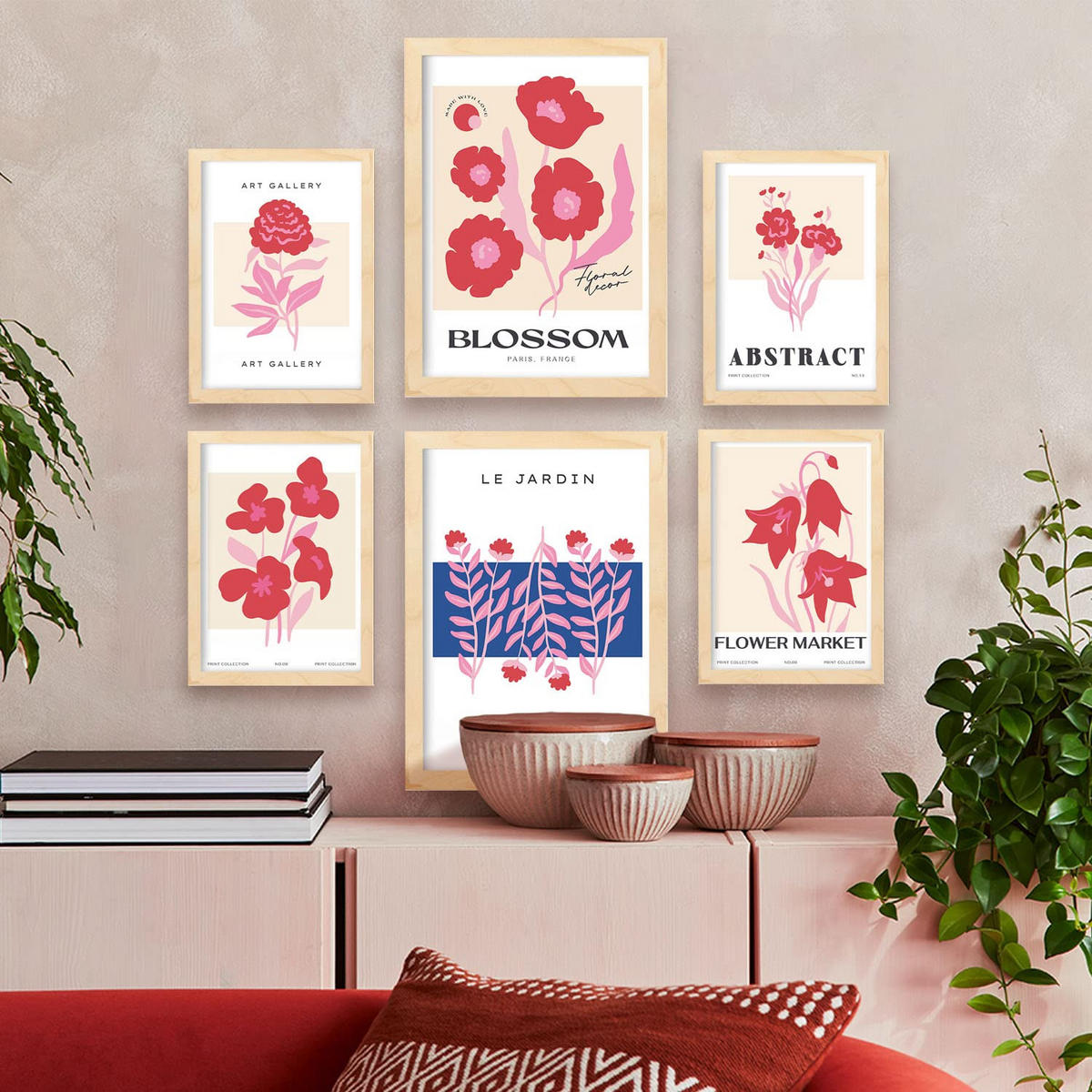 POSTER Set Mit 6 Blumen Blühen A3 & A4 Rahmenlos - Klar, Papier (29/3cm) - Nacnic
