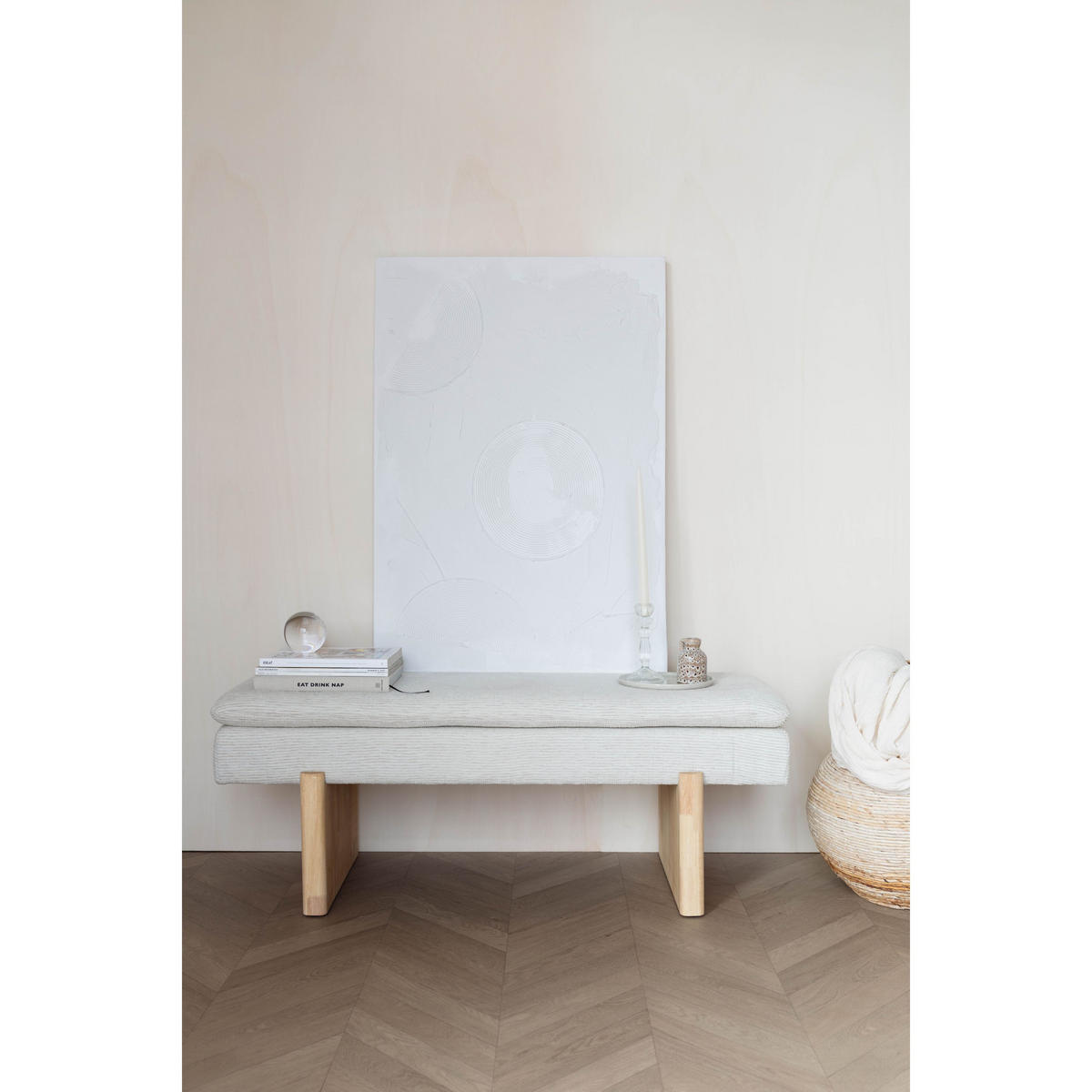 SITZBANK Jappo 120x40x45 cm Beige - Grau, Kunststoff (40/45/120cm) - Housecraft Living