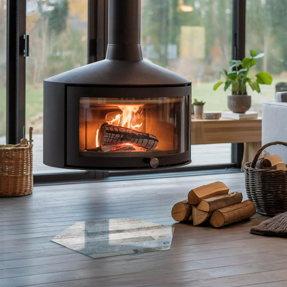 GLASPLATTE für Kamin h40 cm - Grau, Glas (40/40/0.4cm) - TULUP