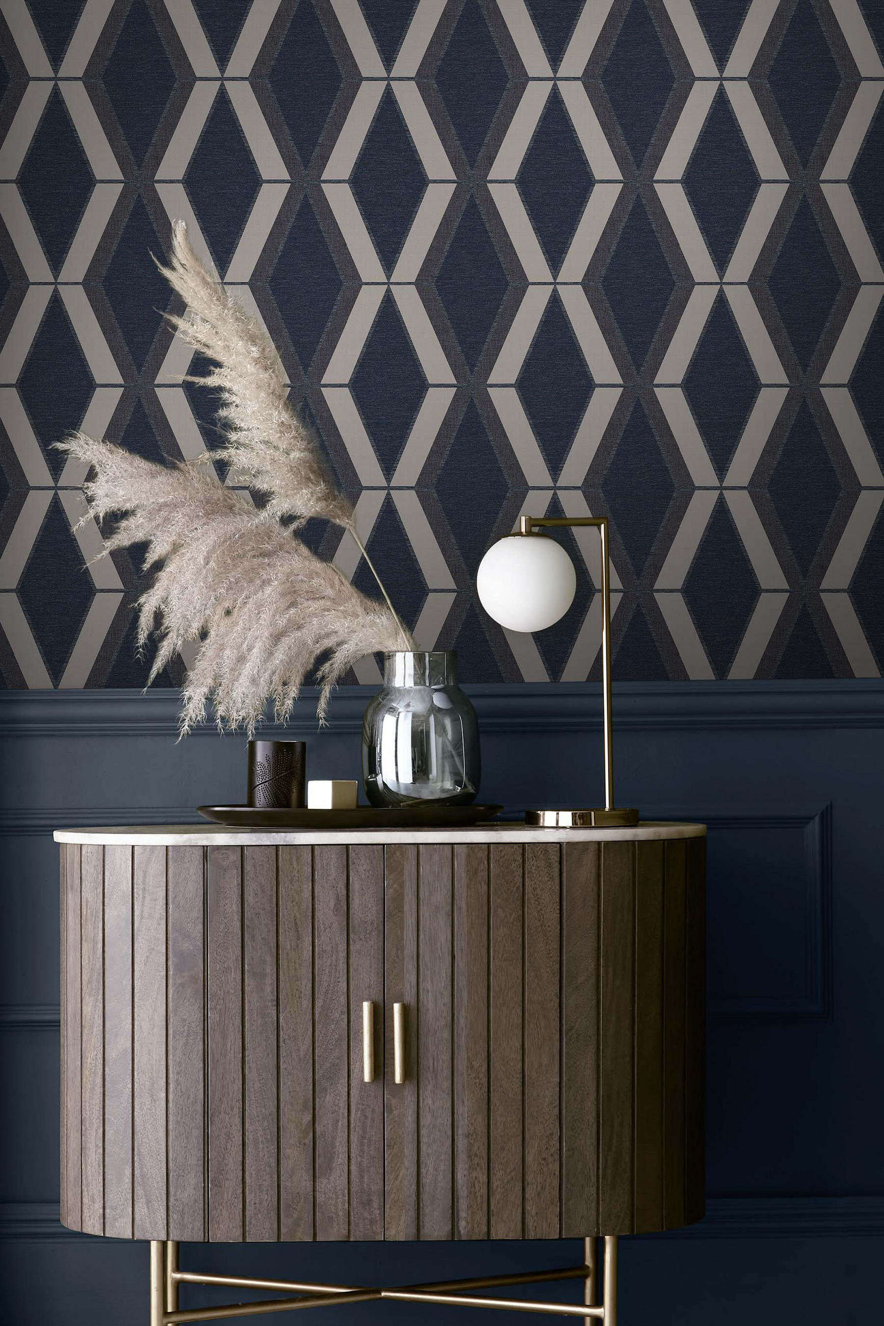 VLIESTAPETE Optical Dreieck Blau - Blau, Papier/Kunststoff (52/1000cm) - next