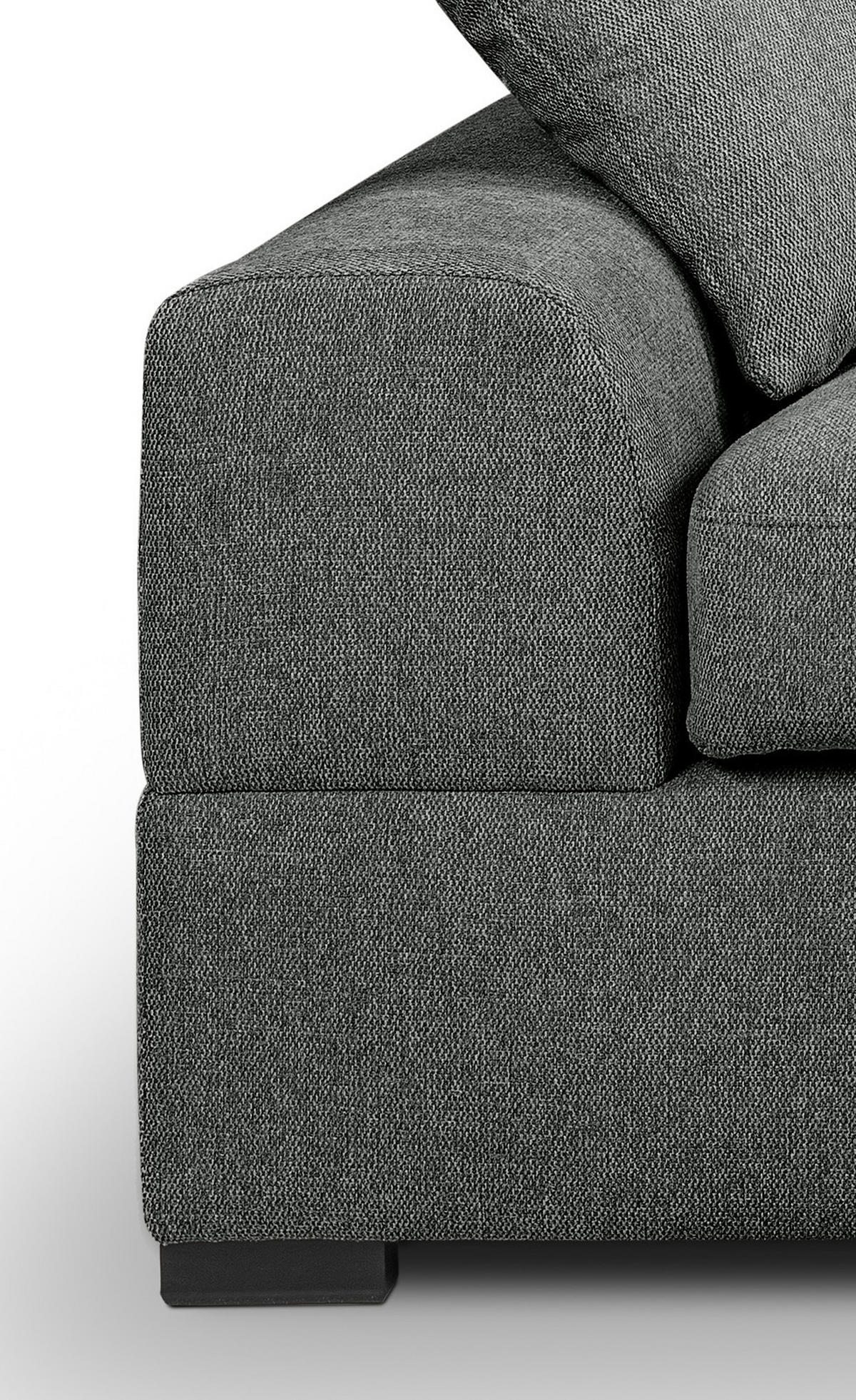 SOFA grau Strukturstoff, Couch 2-Sitzer 182 cm mit Premium Kaltschaum - Schwarz/Grau, Holz/Textil (182/90/93cm) - Inn.Furn