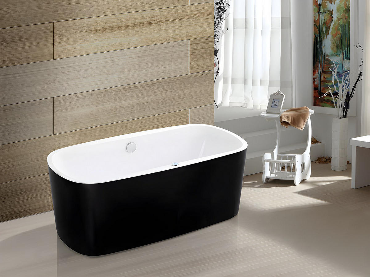 WHIRLPOOLBADEWANNE - 1 Person - Acryl - Schwarz - - Schwarz, Kunststoff (150/56/75cm) - Vente-Unique