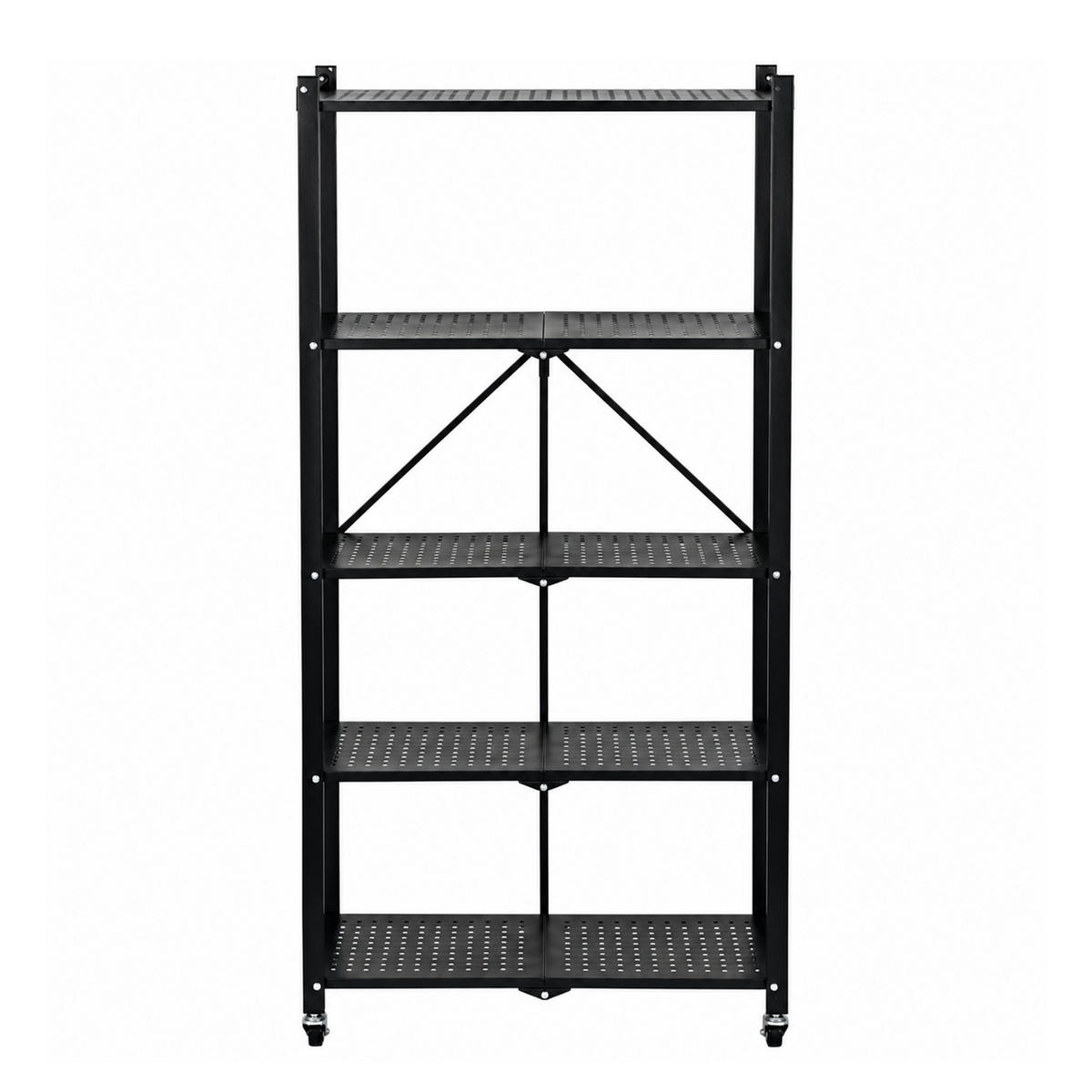 KLAPPREGAL Schwarz 5 Böden 159 cm - Schwarz, Metall (70.5/159/34cm) - Mat-Haus
