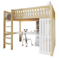 HOCHBETT 140/200 cm Natur aus Kiefernholz und MDF mit Schreibtisch - Naturfarben, Holz (140/200cm) - OKMYHOME