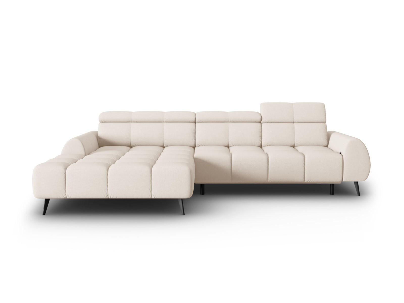 ELEKTRISCHES-ECKSOFA links Alyse aus strukturiertem Stoff leichtes beige 5 Sitzplätze - Beige, Textil (188/295cm) - Micadoni