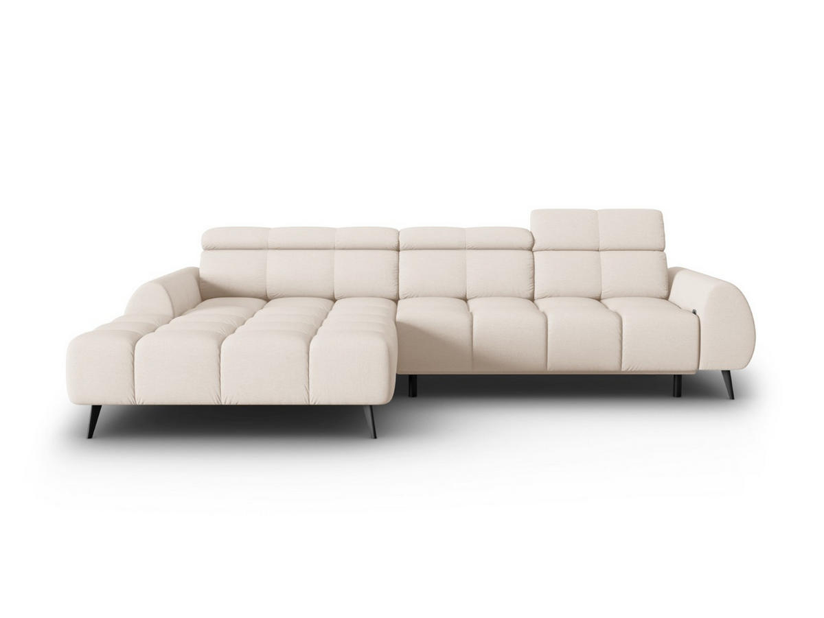 ELEKTRISCHES-ECKSOFA links Alyse aus strukturiertem Stoff leichtes beige 5 Sitzplätze - Beige, Textil (188/295cm) - Micadoni