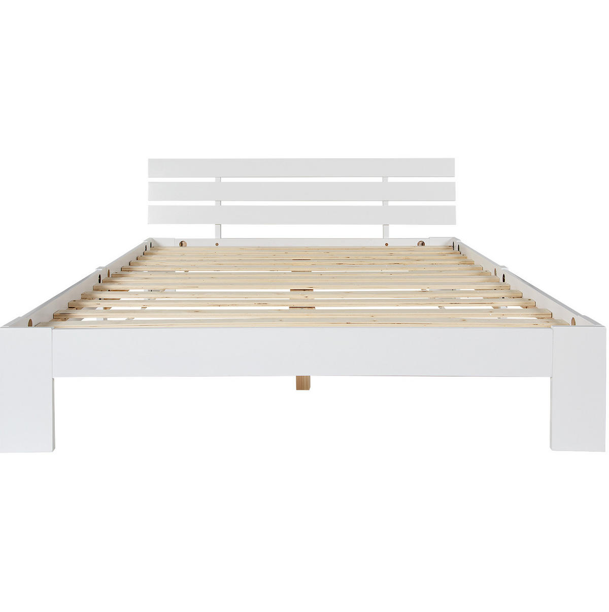 HOLZBETT 140/200 cm aus massiver Fichte mit Lattenrost und Stauraum - Weiß, Holz (140/200cm) - OKWISH