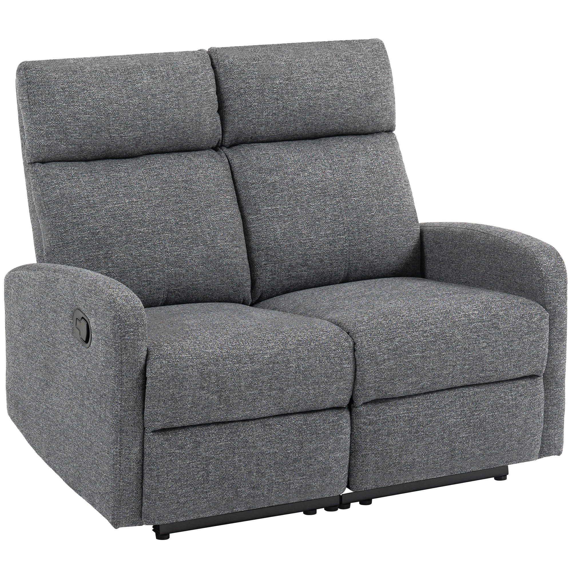 2-SITZER Relaxsessel Fernsehsessel Liegesessel mit Liegefunktion Chenille-Optik - Schwarz/Grau, Textil/Metall (91/98/114cm) - HOMCOM