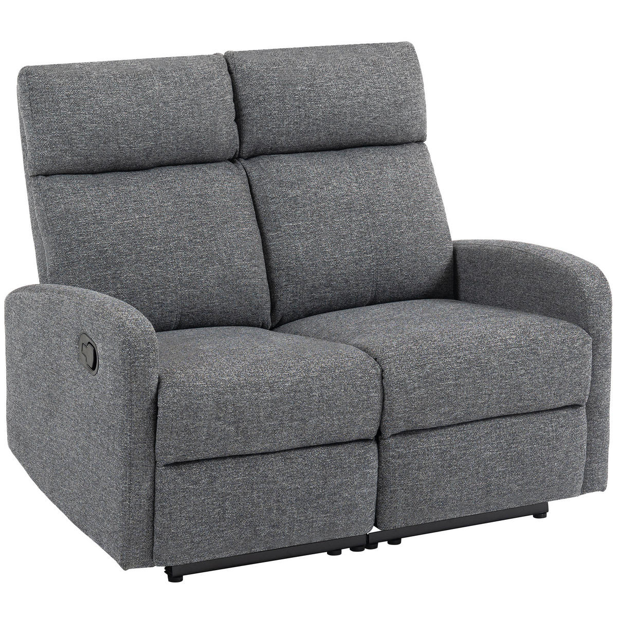 2-SITZER Relaxsessel Fernsehsessel Liegesessel mit Liegefunktion Chenille-Optik - Schwarz/Grau, Textil/Metall (91/98/114cm) - HOMCOM