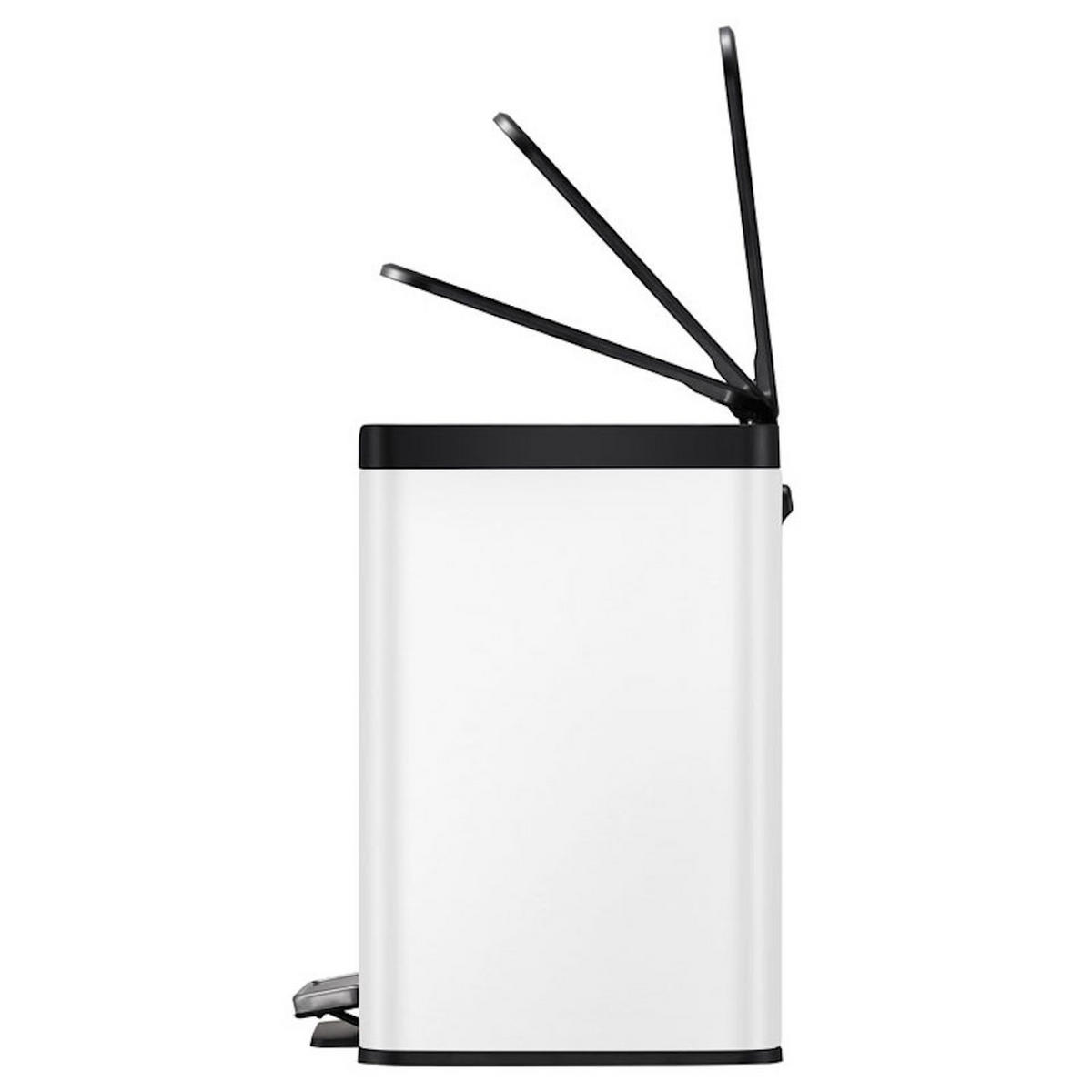 MÜLLEIMER Rechteckiger Aus Gebürstetem Edelstahl Mit Soft Close & Stay Open Deckel 29 Liter 41,1 x 46,2 x 38,8 cm Weiß - Weiß, Metall (46.2/41.1/38.8cm) - PROREGAL