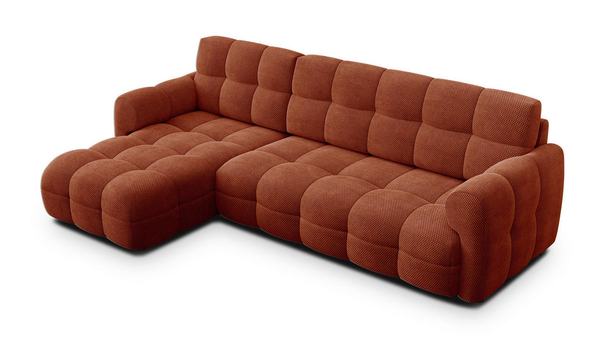 ECKSOFA MELLOW 4-Sitzer, dunkelorange - Dunkelorange/Schwarz, Holz/Textil (262/156cm) - Courtois Laville