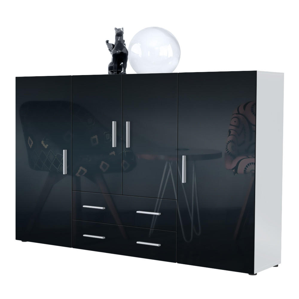 HIGHBOARD Nora Front in Schwarz Hochglanz - Schwarz Hochglanz, Holzwerkstoff (166/106/35cm) - Vladon