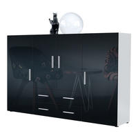 HIGHBOARD Nora Front in Schwarz Hochglanz - Schwarz Hochglanz, Holzwerkstoff (166/106/35cm) - Vladon