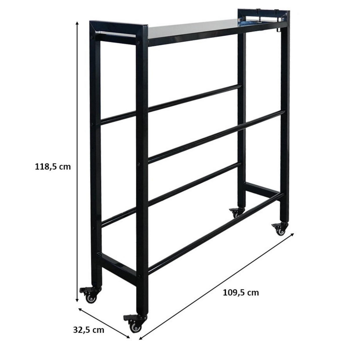 GETRÄNKEKISTENREGAL Königssee L PLUS mit Ablage 119x110x33 6 Kisten auf 2 Ebenen Auf Rollen Schwarz - Schwarz, Metall (110/119/33cm) - PROREGAL