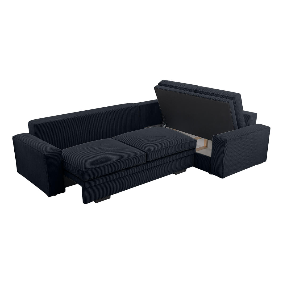 ROHOVÁ SOFAS FJORDI s funkcí spaní, Černá - černá, textil (296/196cm) - Fedve