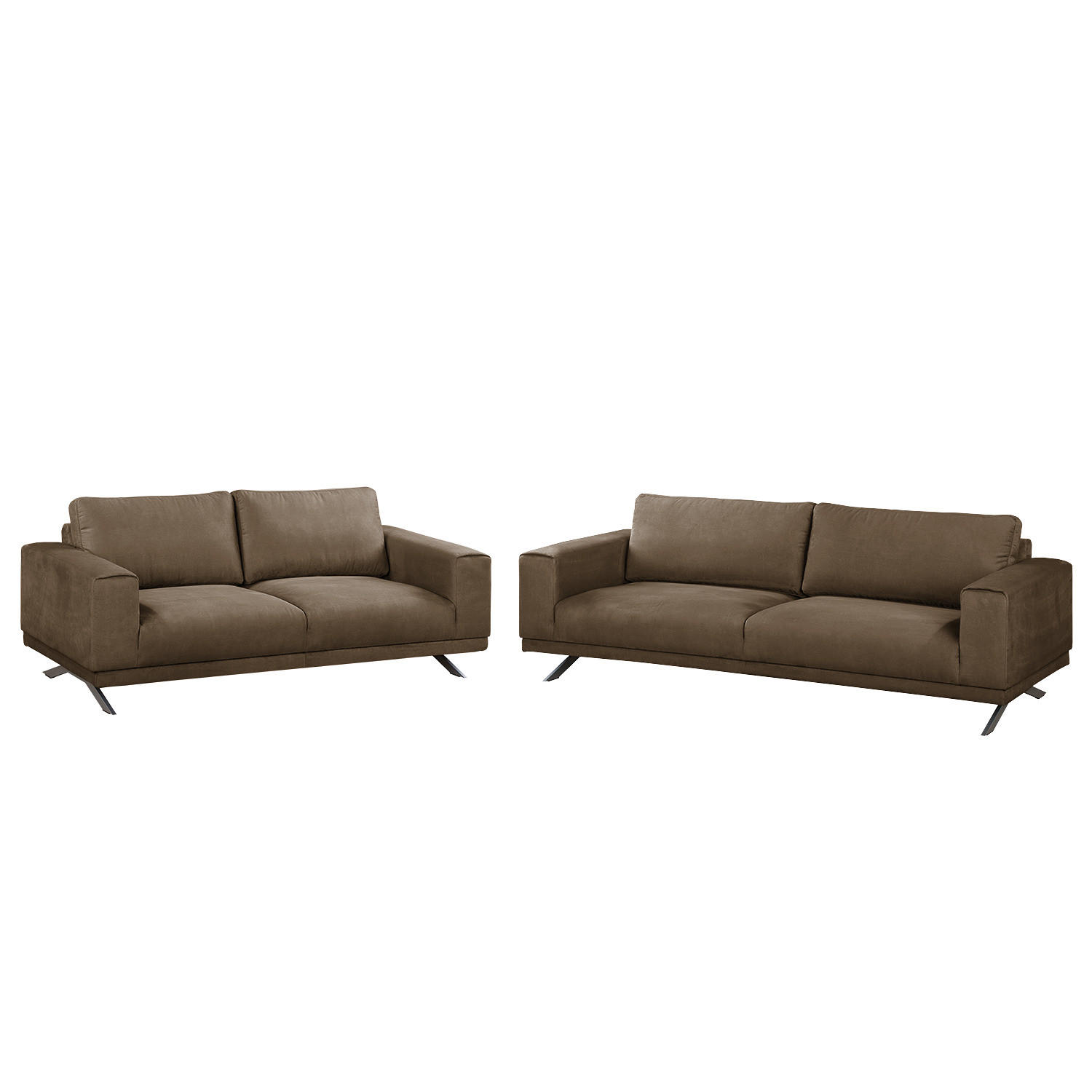 POLSTERGARNITUR (3-2) - Antiklederlook - Braun, Textil (1/1/1cm) - home24