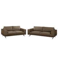 POLSTERGARNITUR (3-2) - Antiklederlook - Braun, Textil (1/1/1cm) - home24