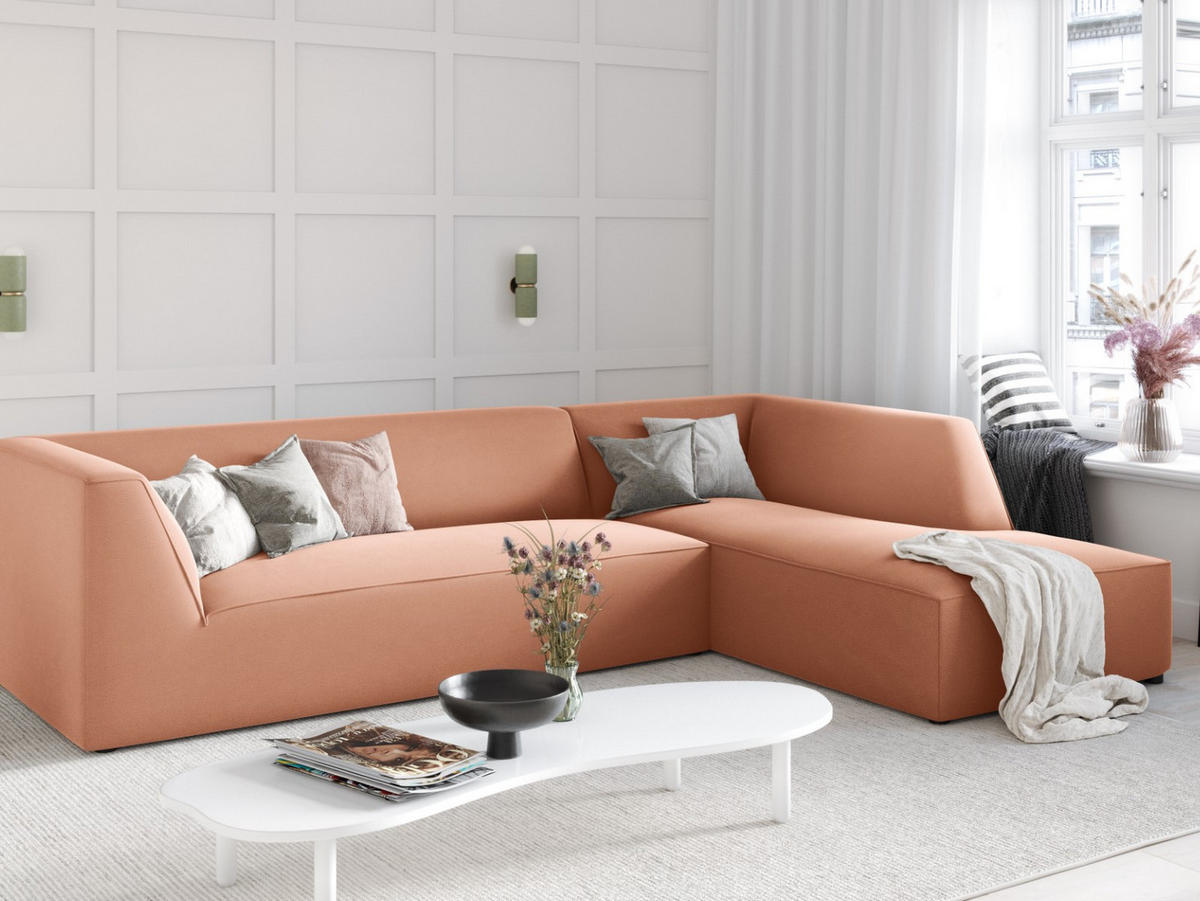 ECKSOFA rechts Ruby aus Samt rosa 4 Sitzplätze - Pink, Textil (180/273cm) - Micadoni