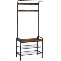 GARDEROBENSTÄNDER Wichita,inklusive Kippschutz, 73,5 x 36 x 184 cm,Industrial Holz dunkel, rustikal - Rostfarben, Textil (36/184/73.5cm) - tectake