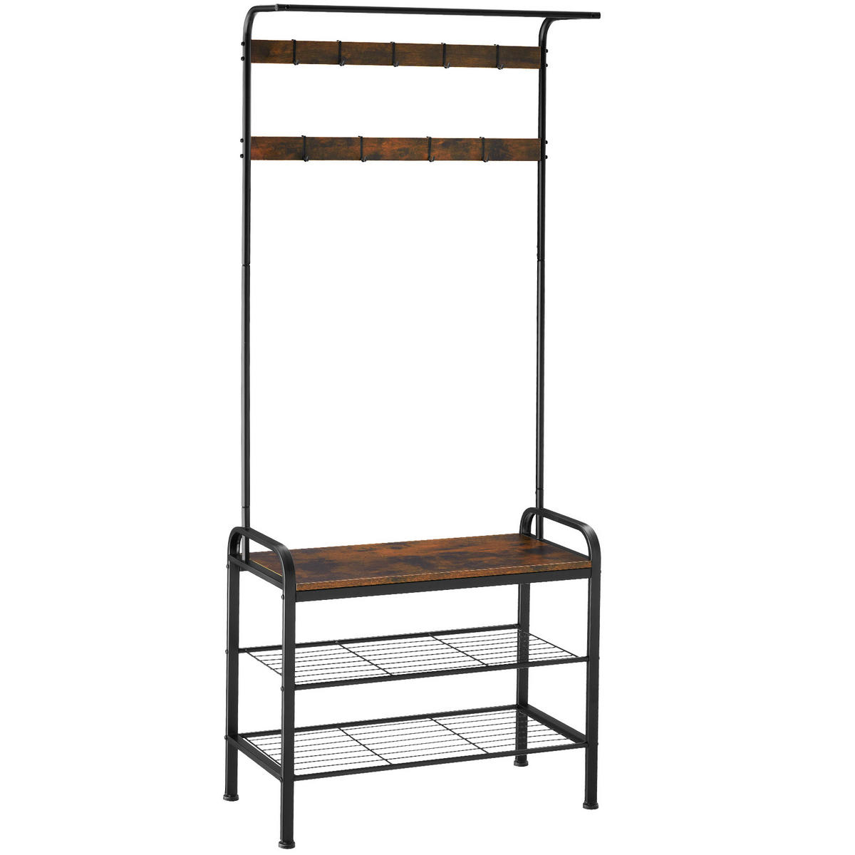GARDEROBENSTÄNDER Wichita,inklusive Kippschutz, 73,5 x 36 x 184 cm,Industrial Holz dunkel, rustikal - Rostfarben, Textil (36/184/73.5cm) - tectake