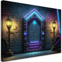 WANDBILD portal neon abstraktion - Lila, Textil (60/40cm) - Feeby